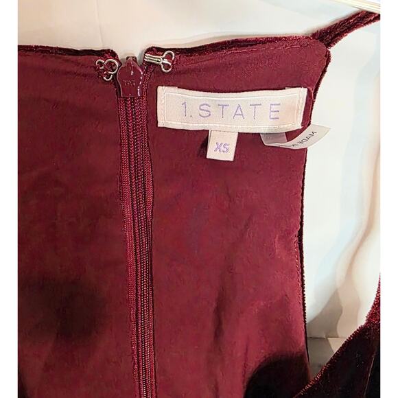 1. STATE The Nomad Culotte Romper Jumpsuit Women's XS Deep Burgandy Velvet - Picture 4 of 7